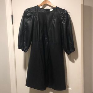 Black leather mini dress